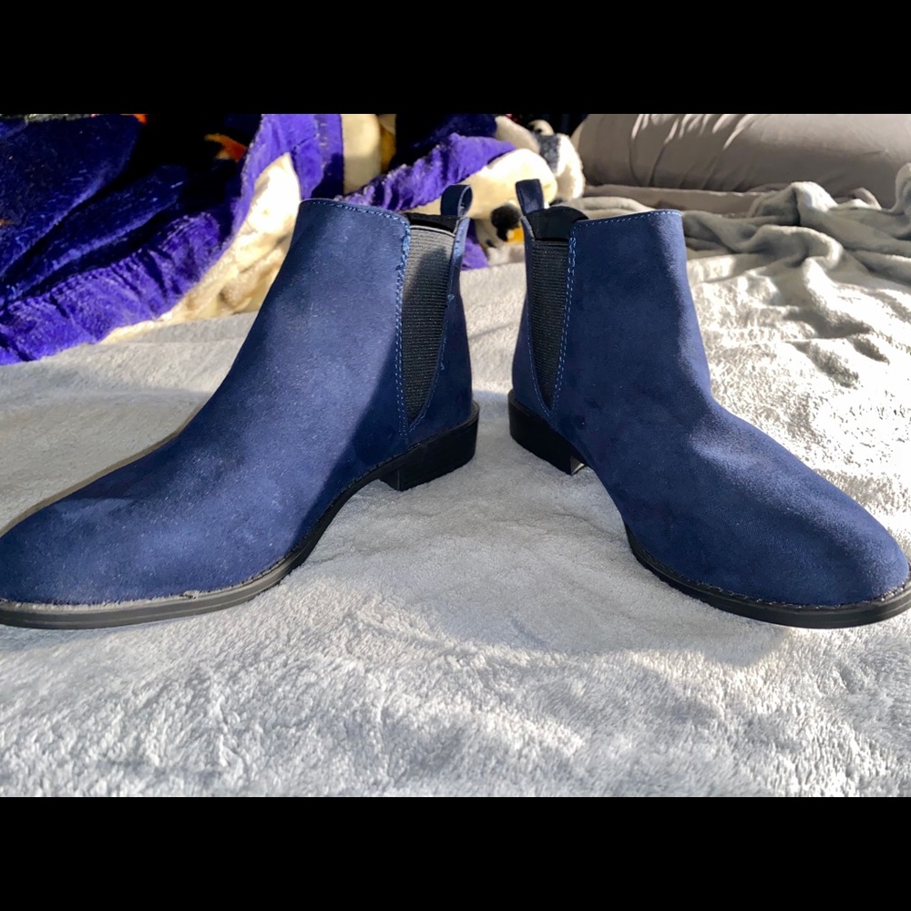Blue suede boots